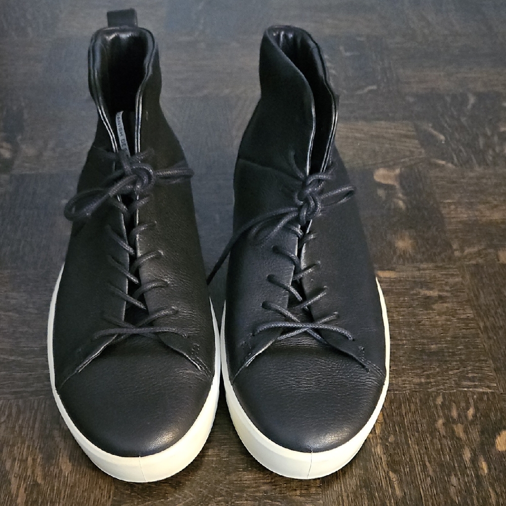 Ecco Black and White High-Top Sneakers